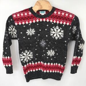 Mervyns Partners Sweater Womens S Snowflake Vintage Christmas Holiday USA Multi